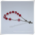 New Red Glass Beads Catholic Rosary Bracelet on Chain (IO-CB180)